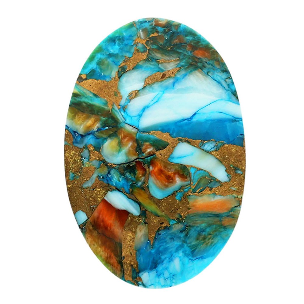 Natural Spiny Oyster Turquoise 21.35×31.5×4.3 mm Oval Shape Gemstone LS87-06776