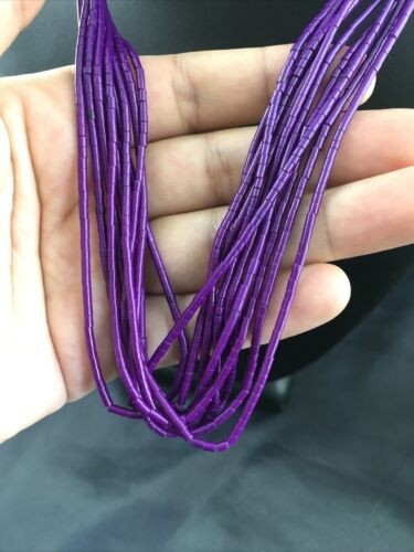 Navajo Sugilite 10 Strand Heishi Necklace | Sterling Silver Tubes 19″ 10169