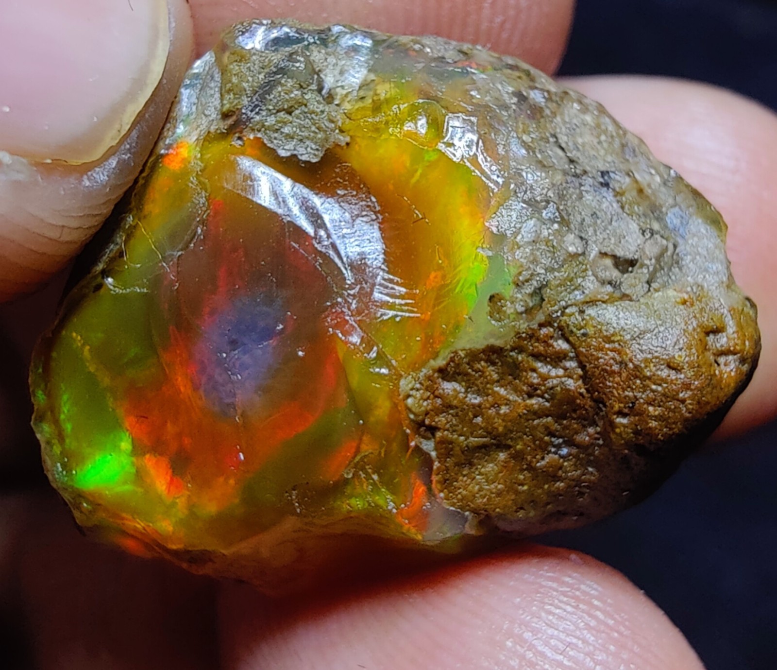 39 Carat, Natural Ethiopian Opal Raw Rough, Multi Flash Gemstone.