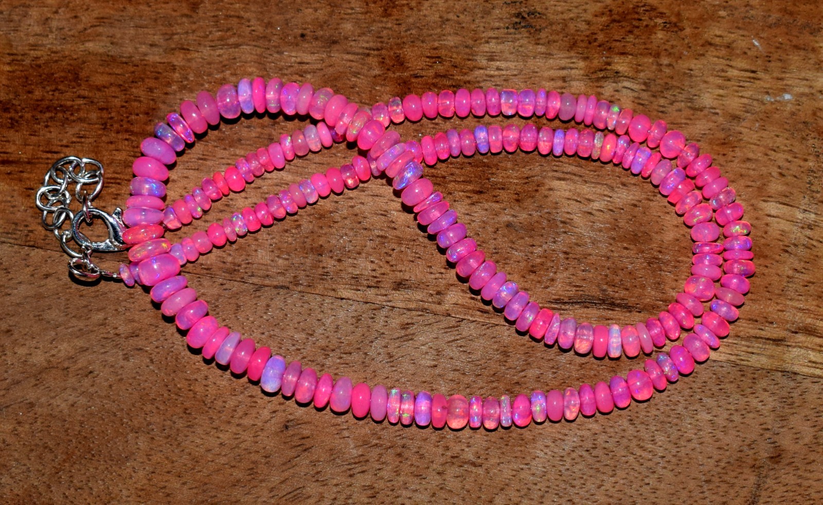 16″Natural Ethiopian Opal Wello Fire Opal Gemstone Beads Necklace