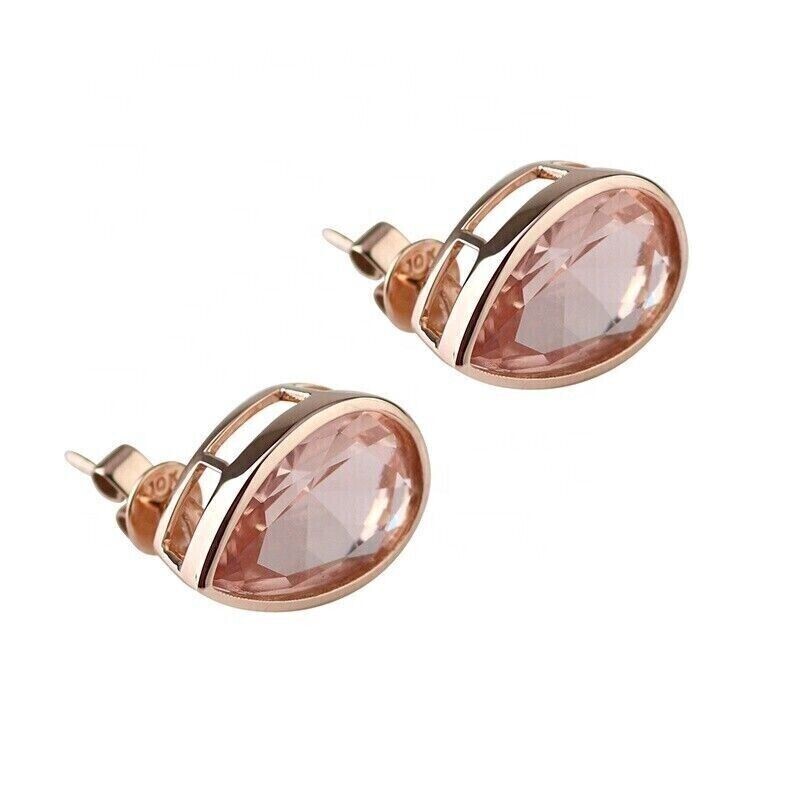 4Ct Pear Cut Lab-Created Morganite Solitaire Stud Earrings 14K Rose Gold Plated