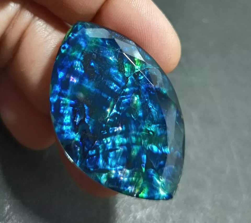 48.45 Ct Natural Ammolite Opal-Like Organic Marquise Doublet Loose Rare GEMSTONE