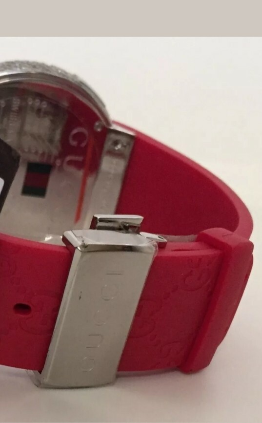 New Men’s Gucci YA114212 Red 3.30ct.aprx.real Diamond Multiple Time Zone watch