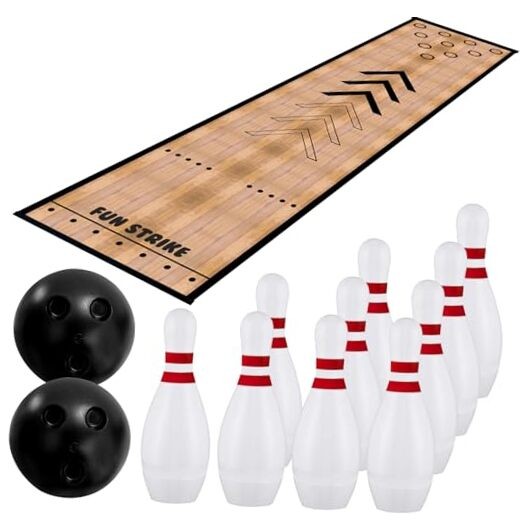 Mini Bowling Set Indoor Outdoor Indoor Bowling Set with Guide Arrow Mat Cassic