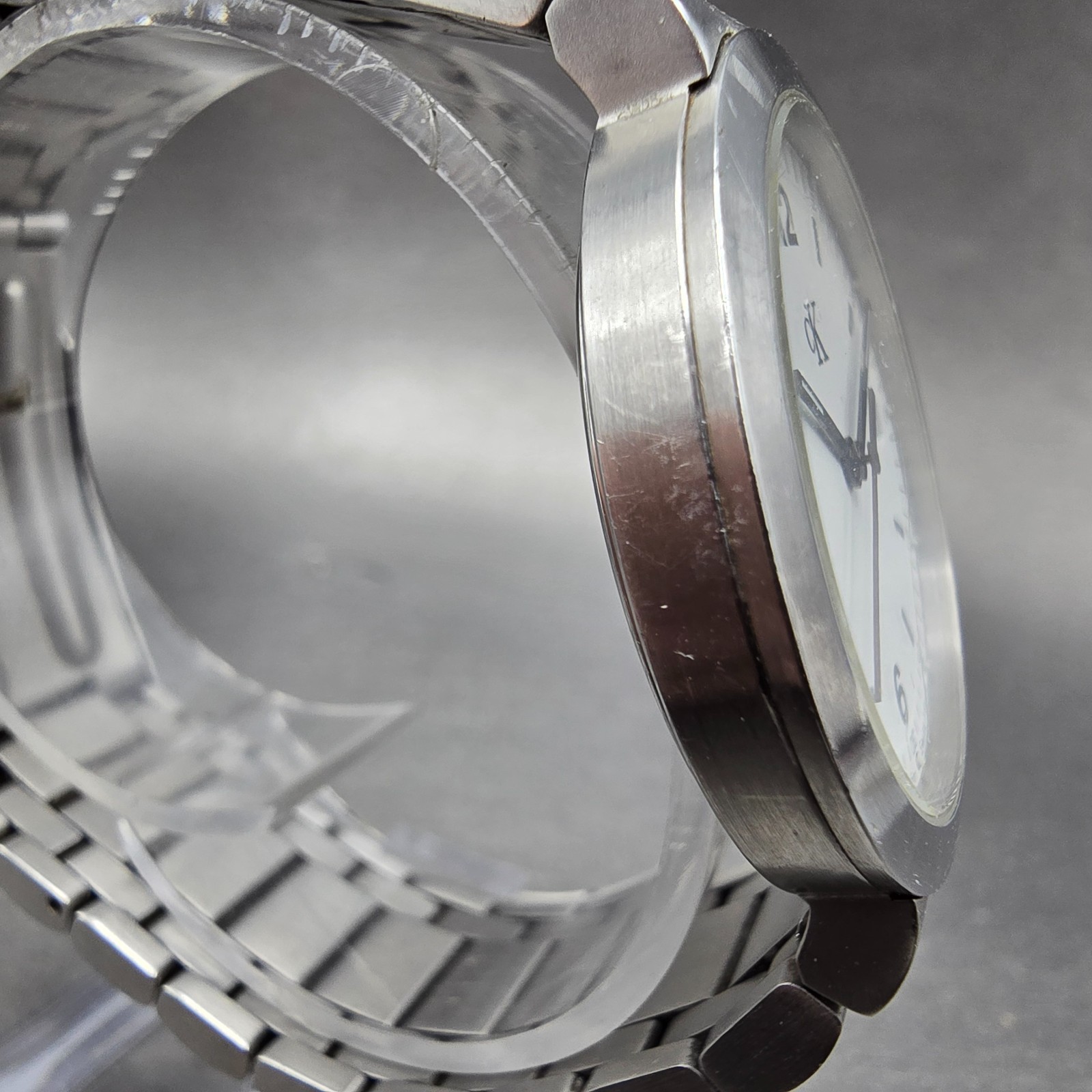 Calvin Klein Watch Men 34mm White Dial Silver Tone Date Round K2111 PARTS