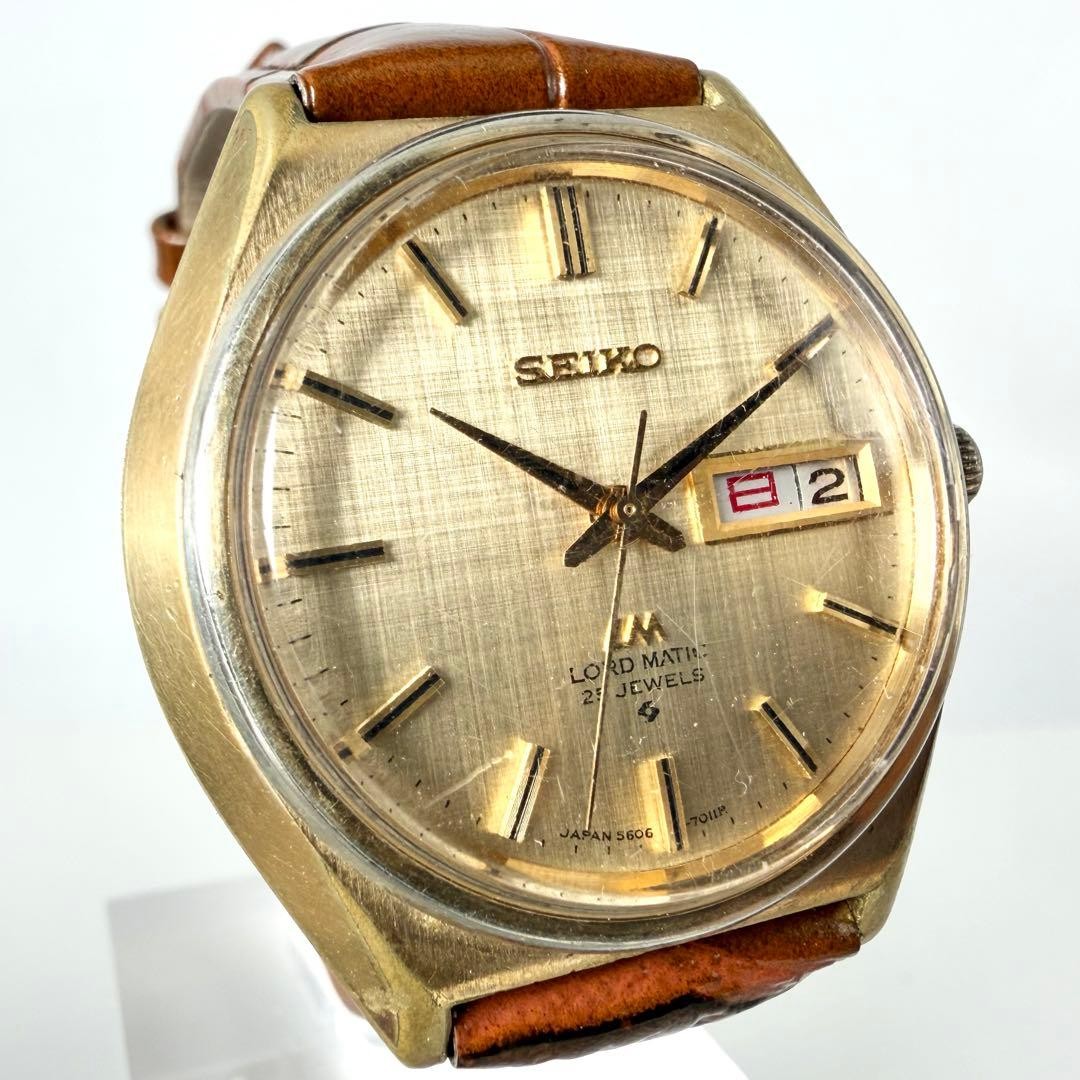 New Belt Working SEIKO Lord Matic 5606 7010 Wristwatch