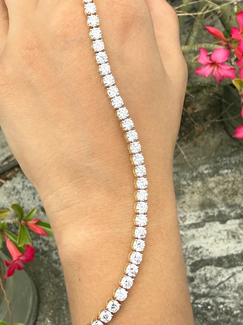 10Ct Round Cut Lab Created Diamond Tennis Bracelet 14k Yellow Gold Plated