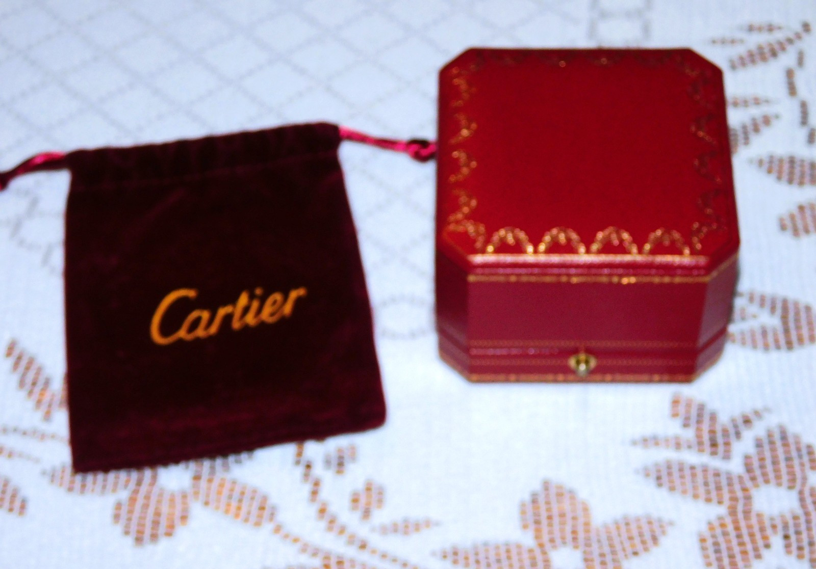 Genuine Cartier Love Ring Box W/ Velvet Drawstring Bag No Outer Box +FREE SHIP!