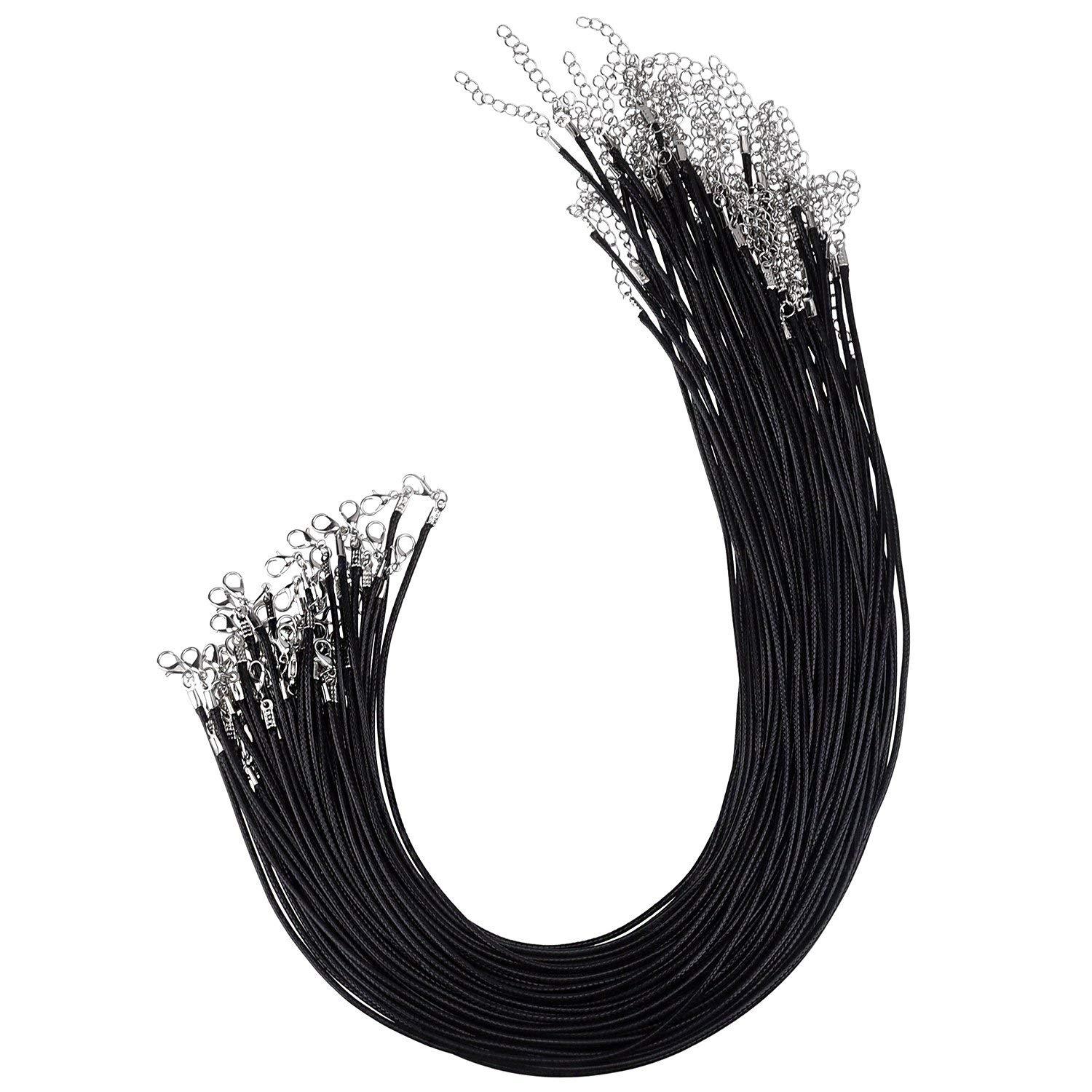 20″ Necklace Cord Black Braided String Rope with Claw Clasp for Pendant Necklace