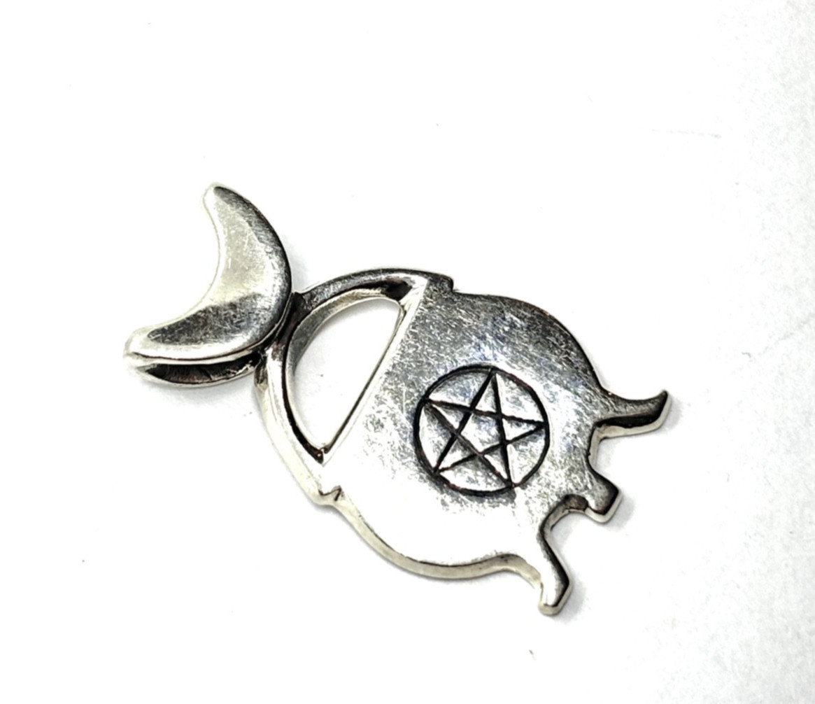 PSCL Peter Stone Sterling Silver Cauldron Pendant With Pentacle