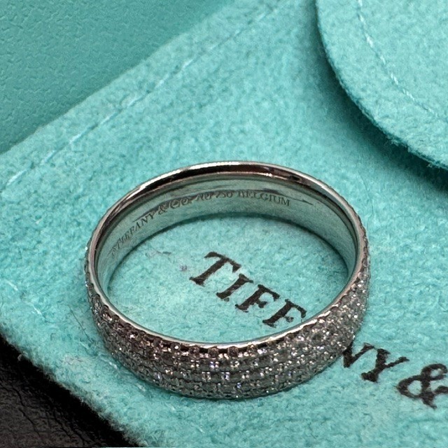 Tiffany & Co. METRO 5 Row .90 CTW Pave Diamond 18K White Gold Ring SIZE 6.5