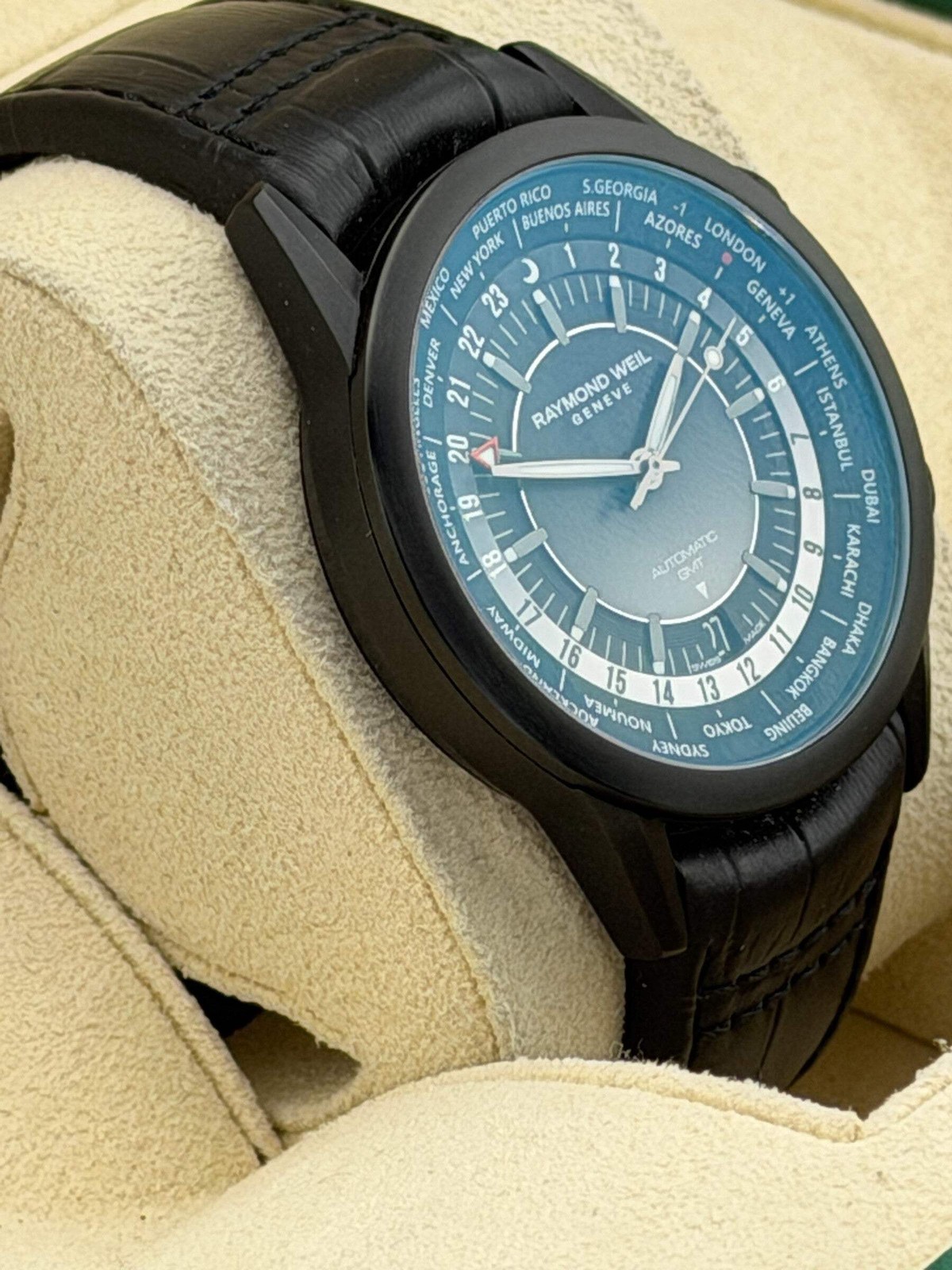Raymond Weil Freelancer GMT, Black DLC Coated, 41mm, 2765-BKC-20001, Box and Boo