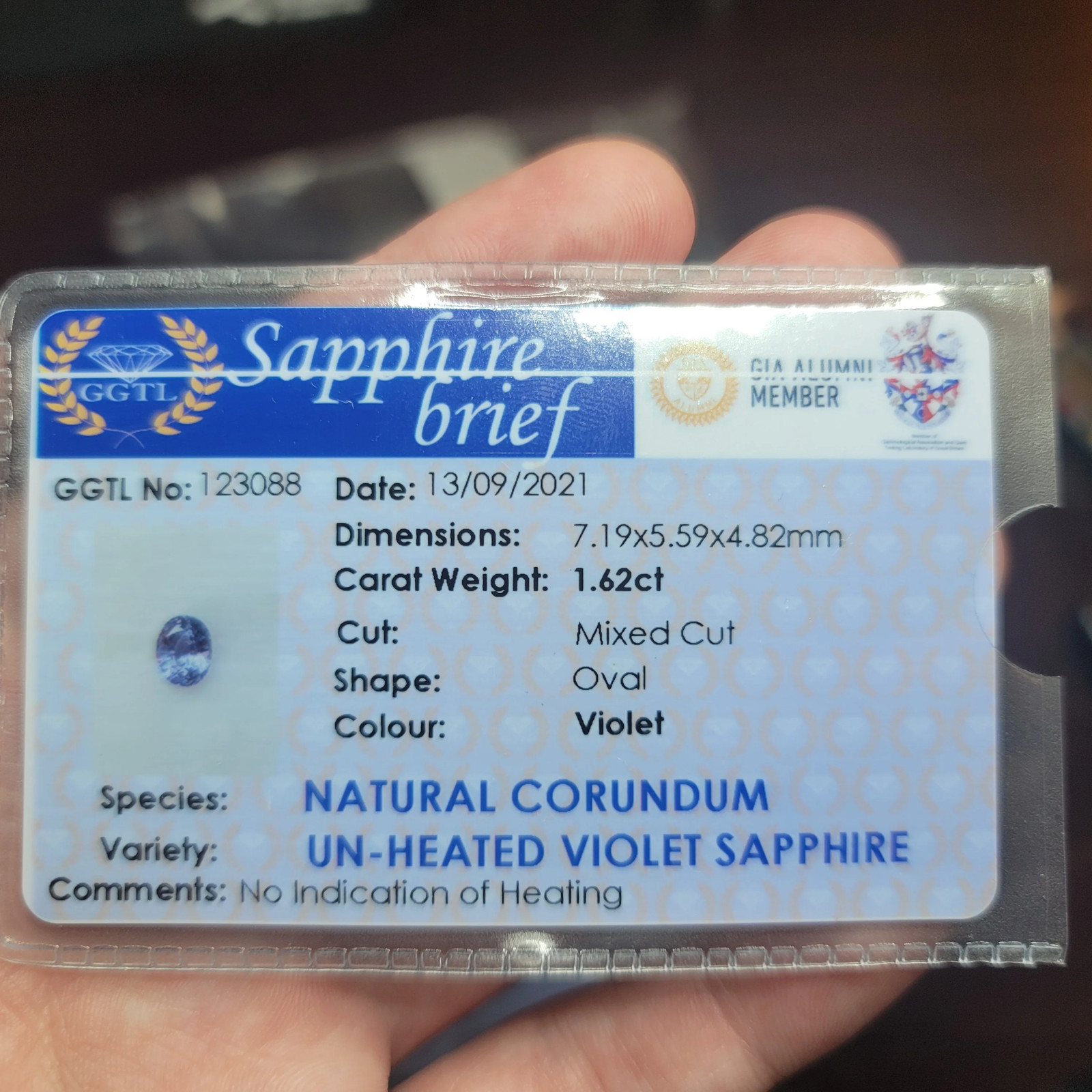 Natural Sapphire, 1.62 carat
