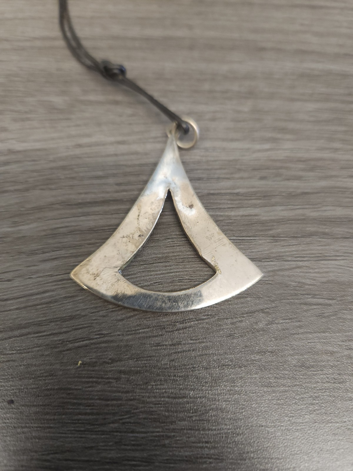 VTG Abalone sterling silver triangle pendant Sterling not stamped