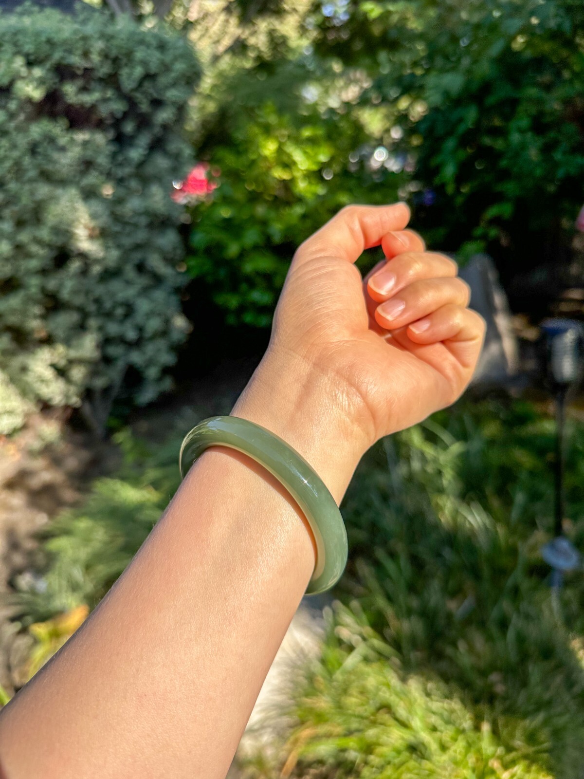 57mm High-grade Oily Water Green Blue Nephrite Bangle Bracelet | 57口蓝绿和田玉手镯