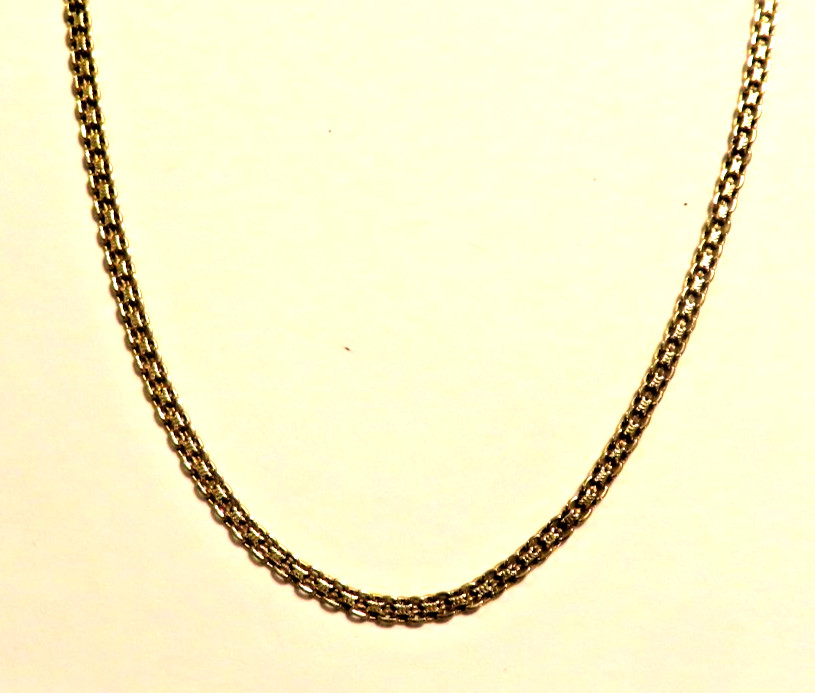 REAL solid 18K 750 Yellow Gold fancy flat links chain 20.5″ long woman ITALY