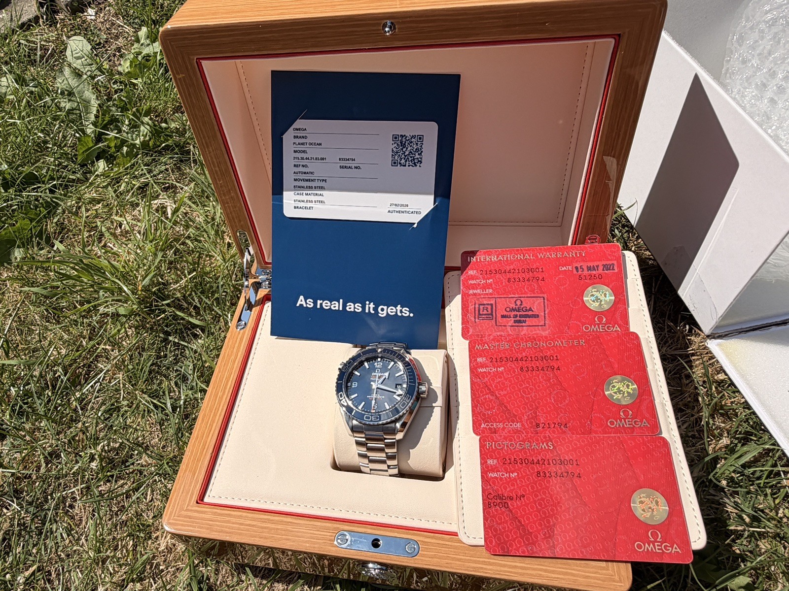 2022 Blue Omega Seamaster Planet Ocean 43.5mm 215.30.44.21.03.001 Auto warranty