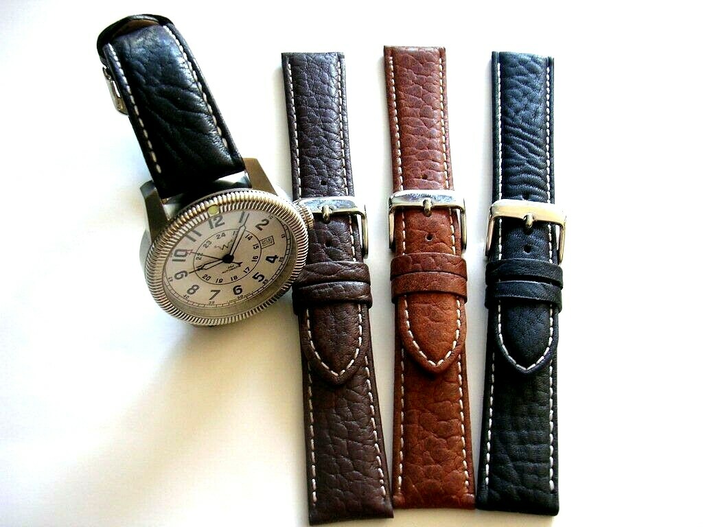 20mm Black Buffalo calf Military Sport watch band strap IW SUISSE 16 18 19 22 24