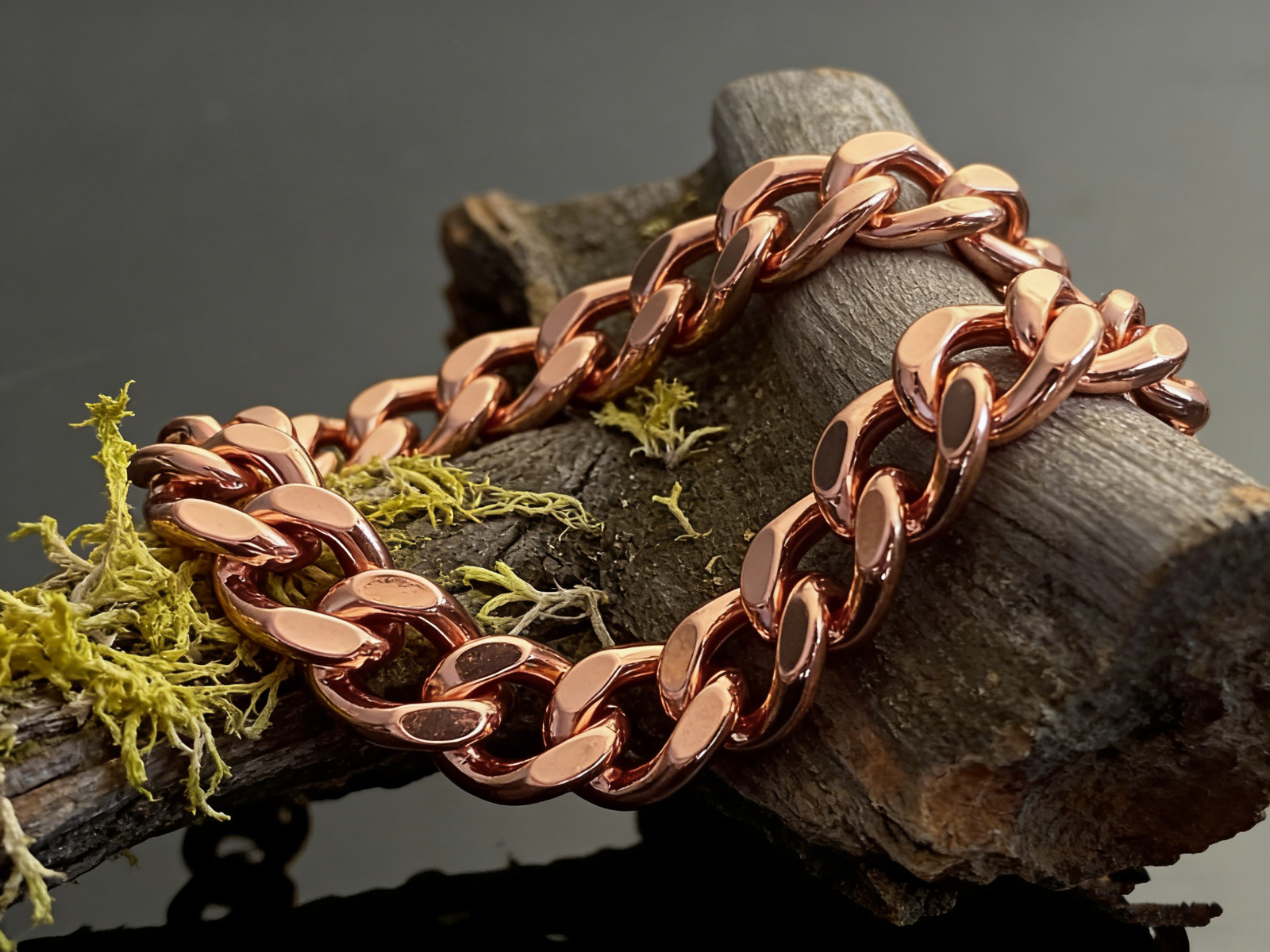 9 in Pure Solid Copper Bracelet Arthritis Cuban Chain Curb Link Rider Bracelet