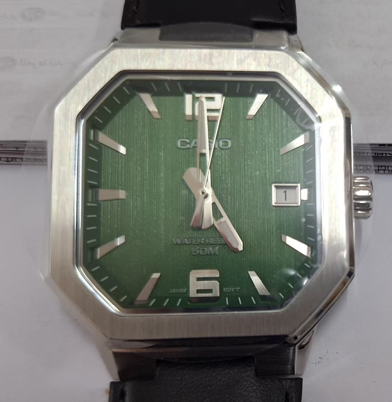 CASIO MTP‑B195 Series MTP-B195L-3AV Green Dial Analog 38 mm New Men’s Watch