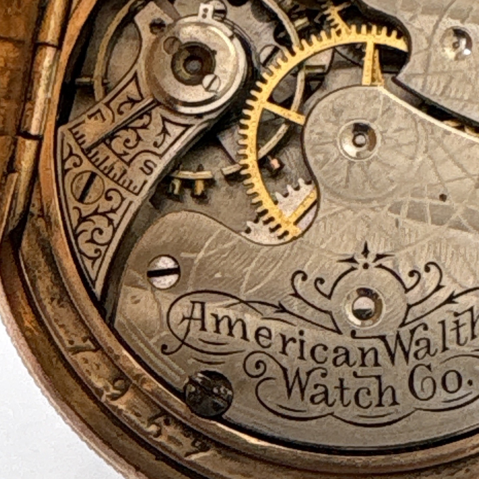 14K Gold Chain with Antique Waltham Pocket Watch 20 Years Gold Tone Case Repair