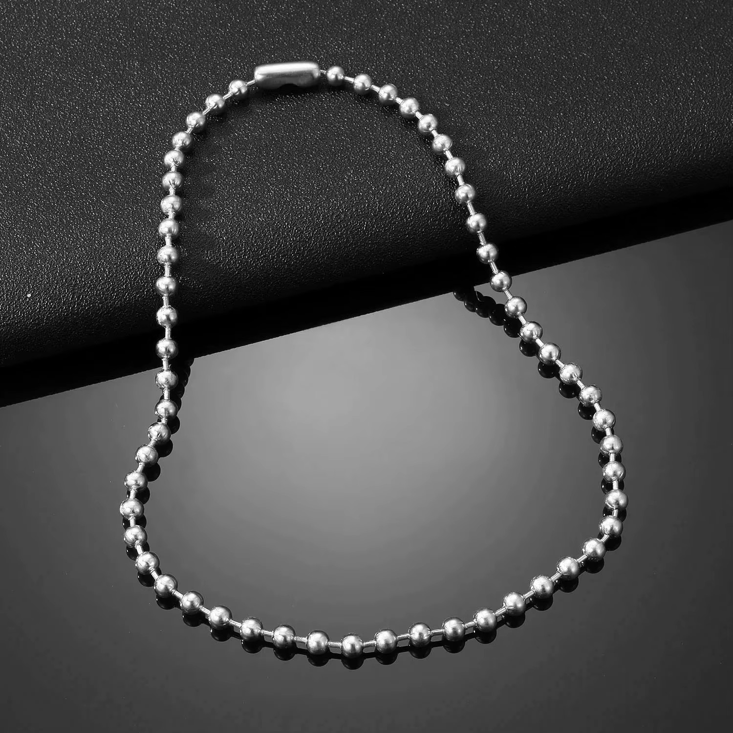 Stainless Steel Heart Necklaces for Women 6Mm Gold/Silver Color Metal Ball Bead