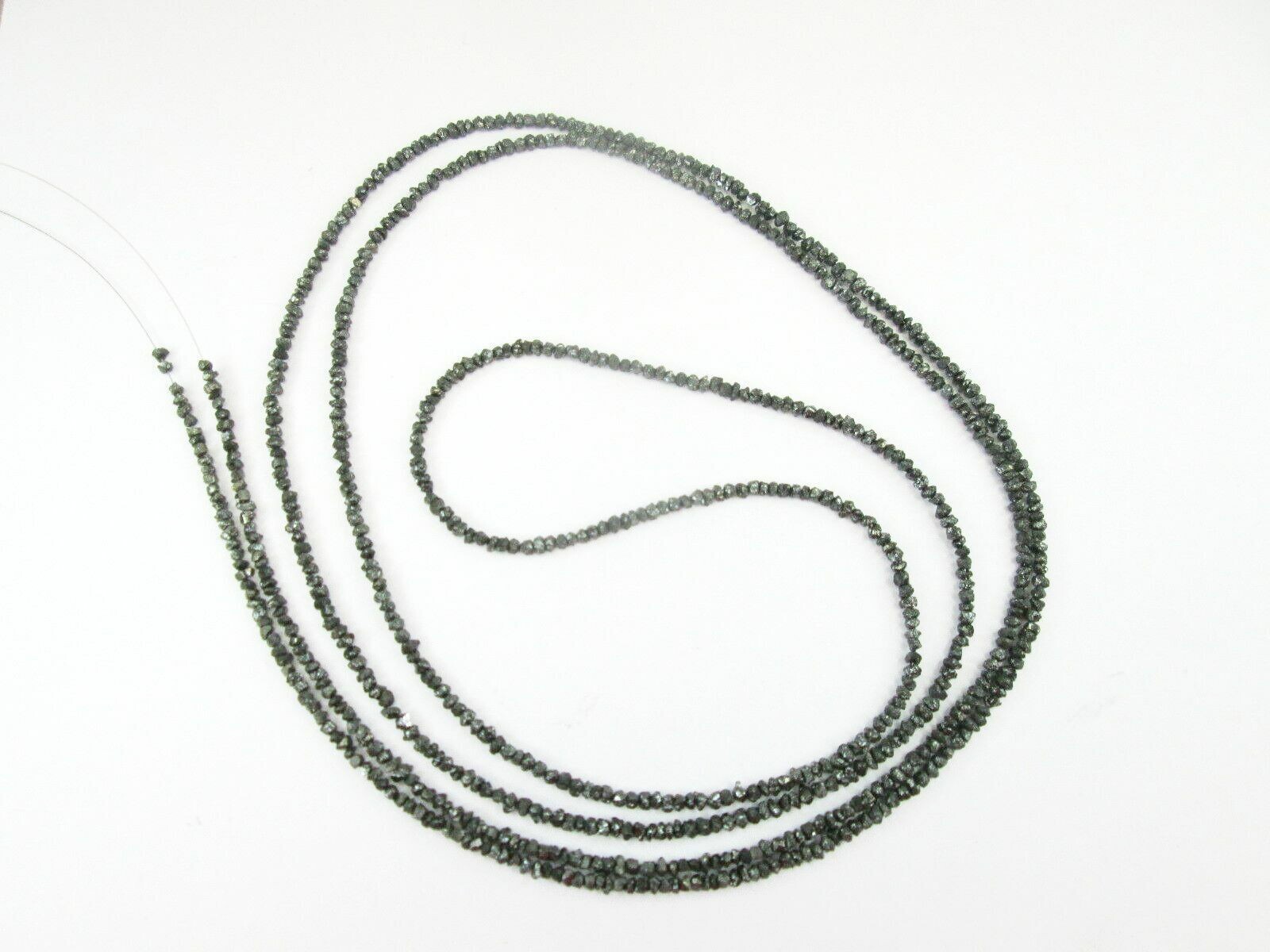 20.50 Cts 18″ Long ROUGH UNCUT BLACK DIAMOND BEADS NECKLACE 925 READY TO WEAR