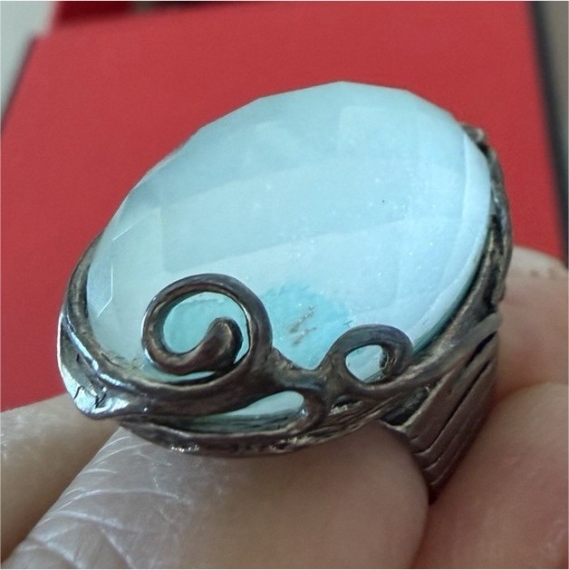 Paz Creations 925 Sterling Silver Oval Blue Quartz Ring Size 7 ( reg $120)