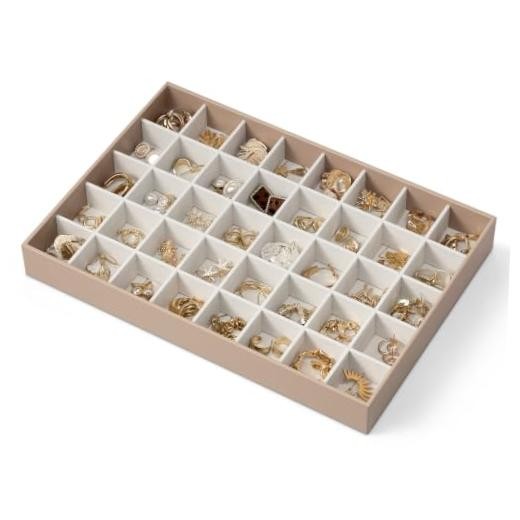 Stackable Jewelry Tray, Drawer Organizer, 40-Grid Display,| 40 40 Grids Toffee