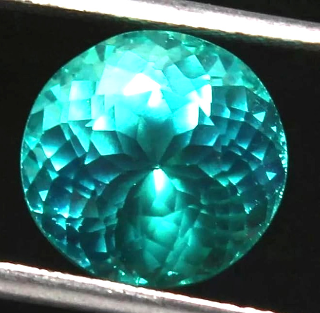 12 Ct Certified Neon Blue-Green Paraiba Tourmaline Round Cut Gemstone