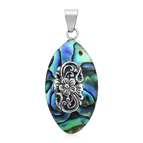 925 Sterling Silver Natural Abalone Shell Pendant Jewelry Gift for Women
