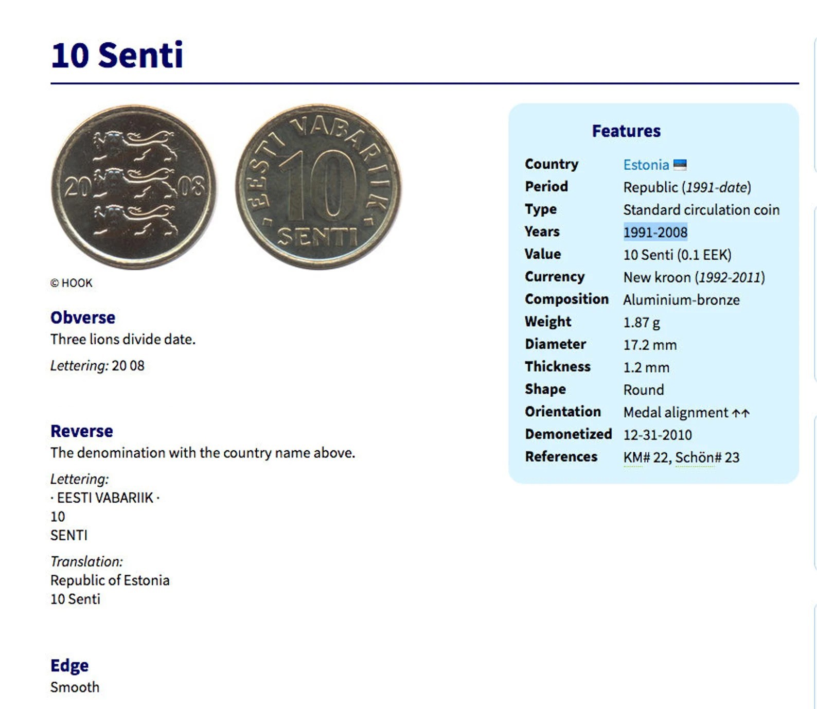 1992 Estonia 10 Snt coin pendant blue lions Eesti riigivapp Tallinn Tartu 001774