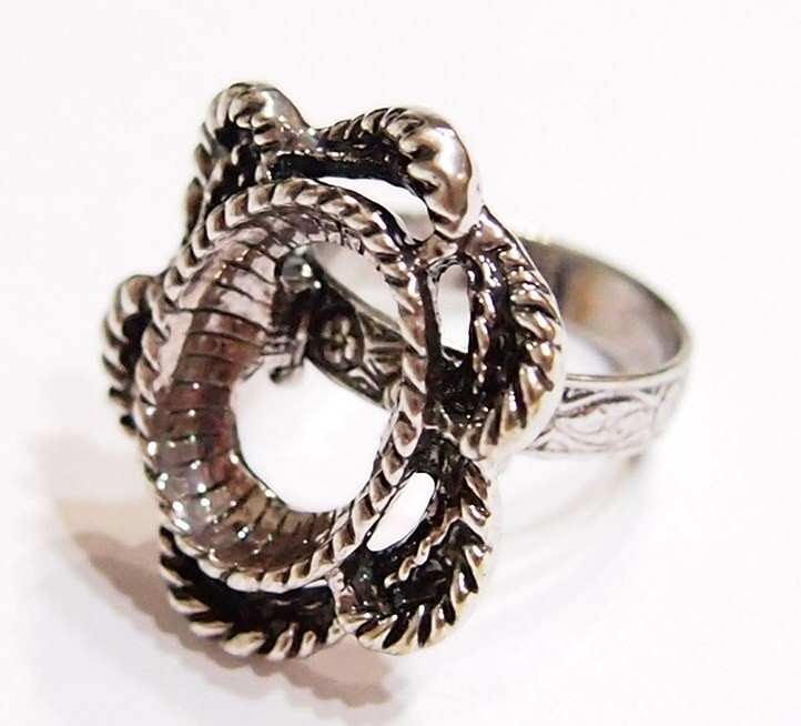 4 -18x13mm Antique Silver Victorian Twisted Rope Floral Adjustable Ring Setting