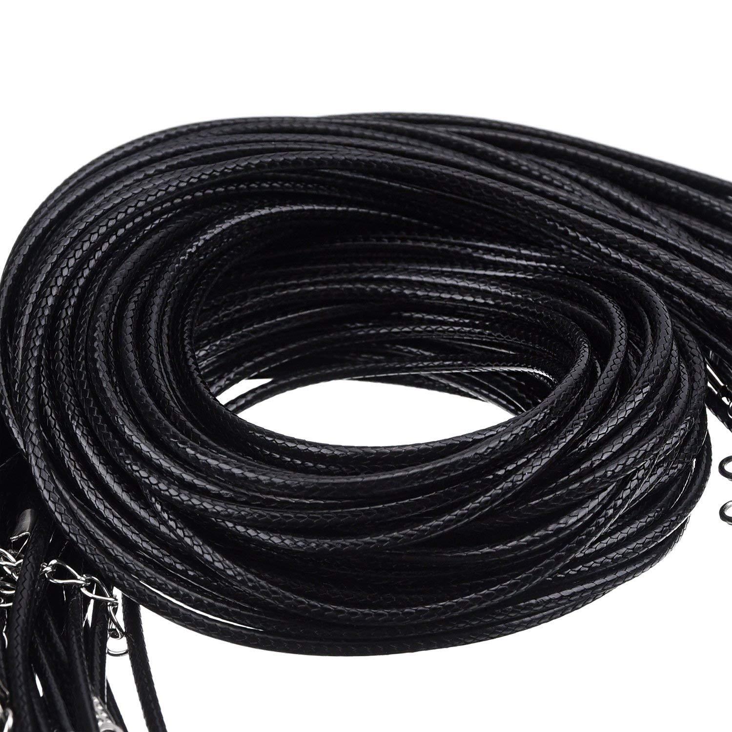 20″ Necklace Cord Black Braided String Rope with Claw Clasp for Pendant Necklace