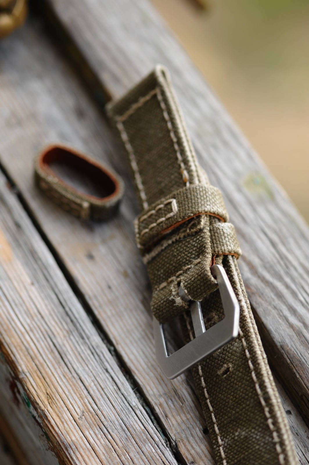 26mm Khaki Army Canvas Handmade Watch Strap, GPF Mod Style Buckle, Ready to Ship