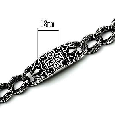 Men’S Cross Theme Biker Style Chain Stainless Steel Bracelet 8.5″ Tk443