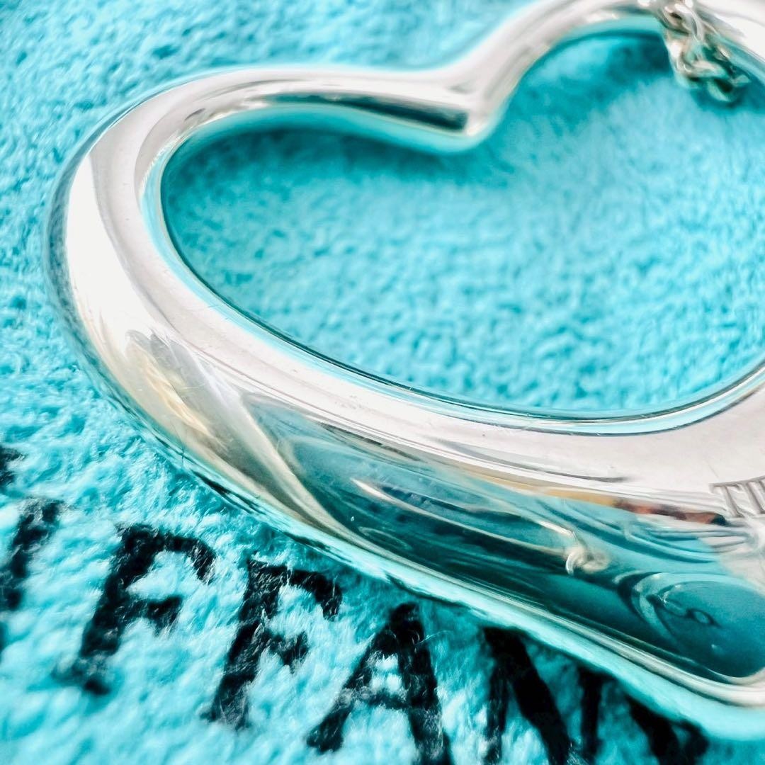 Tiffany & Co Open Heart Sterling Silver Elsa Peretti Necklace Pendant W/Pouch