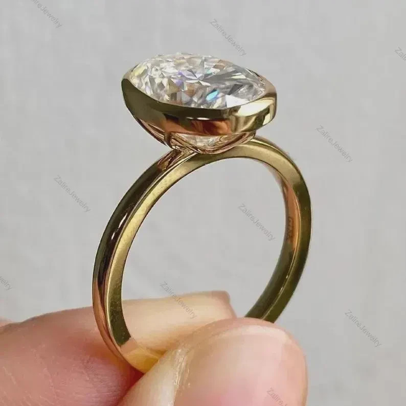 IGI 3 Ct Cushion F-VS1 Lab Grown Diamond Women Engagement Ring 14K Yellow Gold
