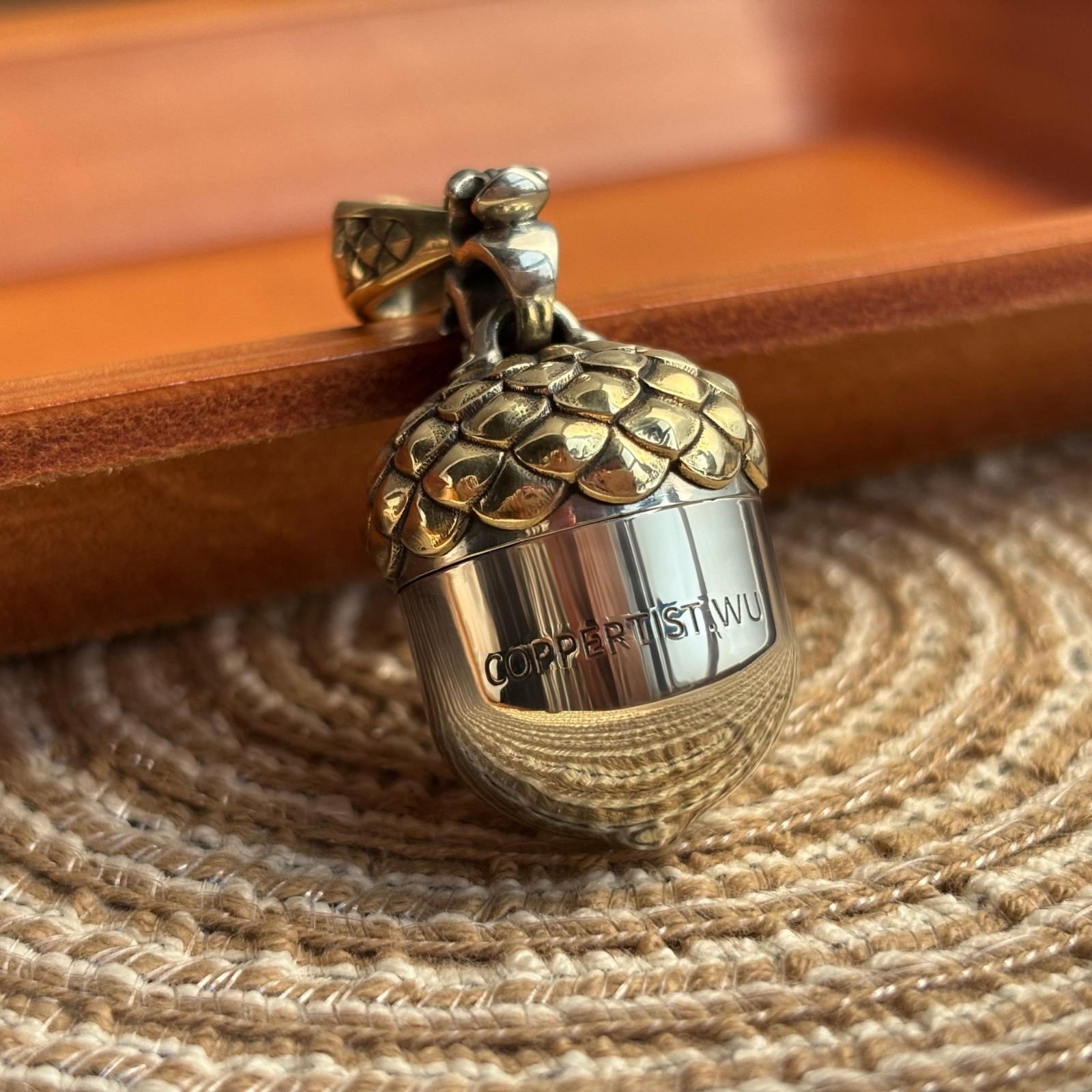 Acorn Capsule Pendant Necklace White Bronze Brass Keepsake Locket Storage Gift