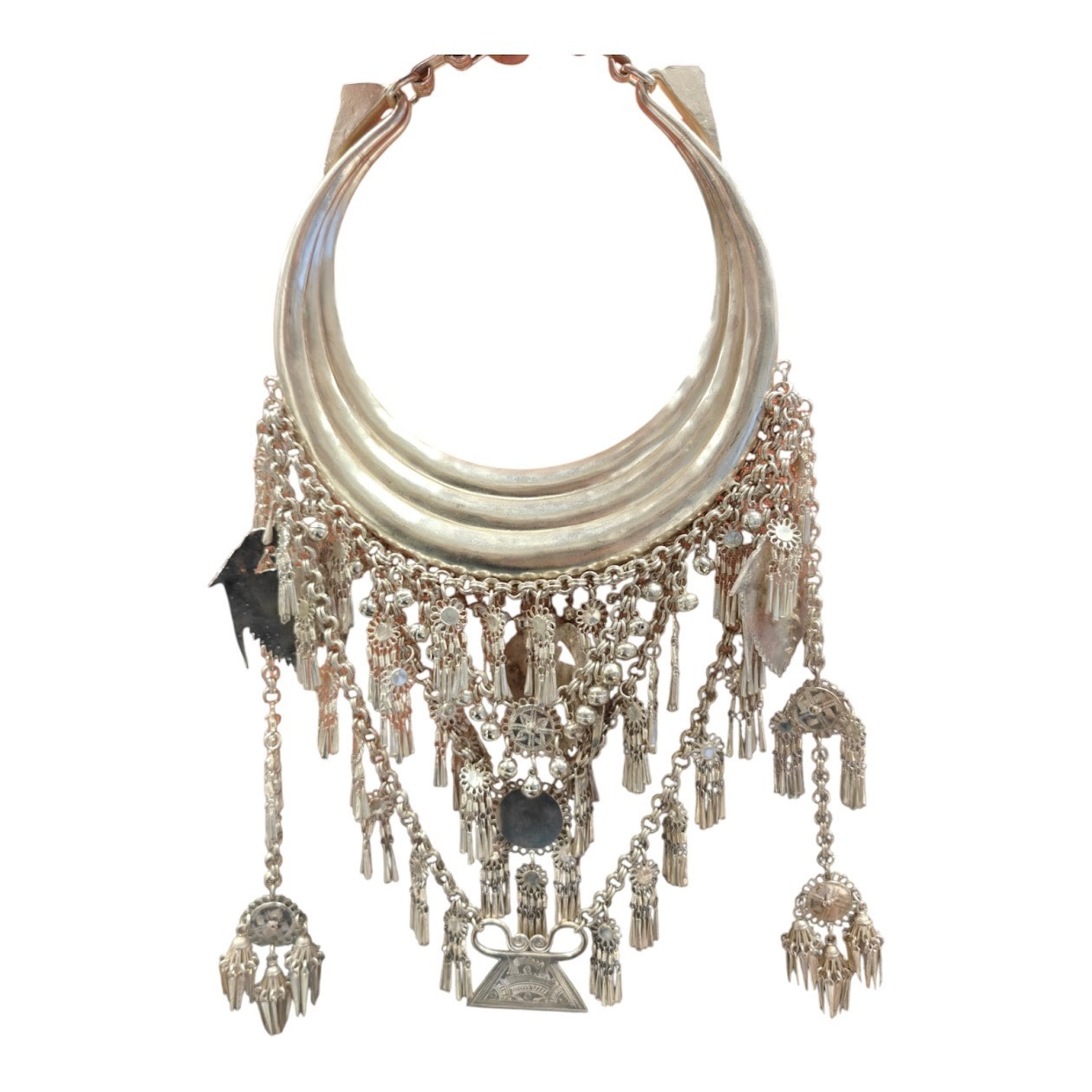 Hmong Xauv Sterling Silver Necklace Total Weight 866g w/ Matching Piece