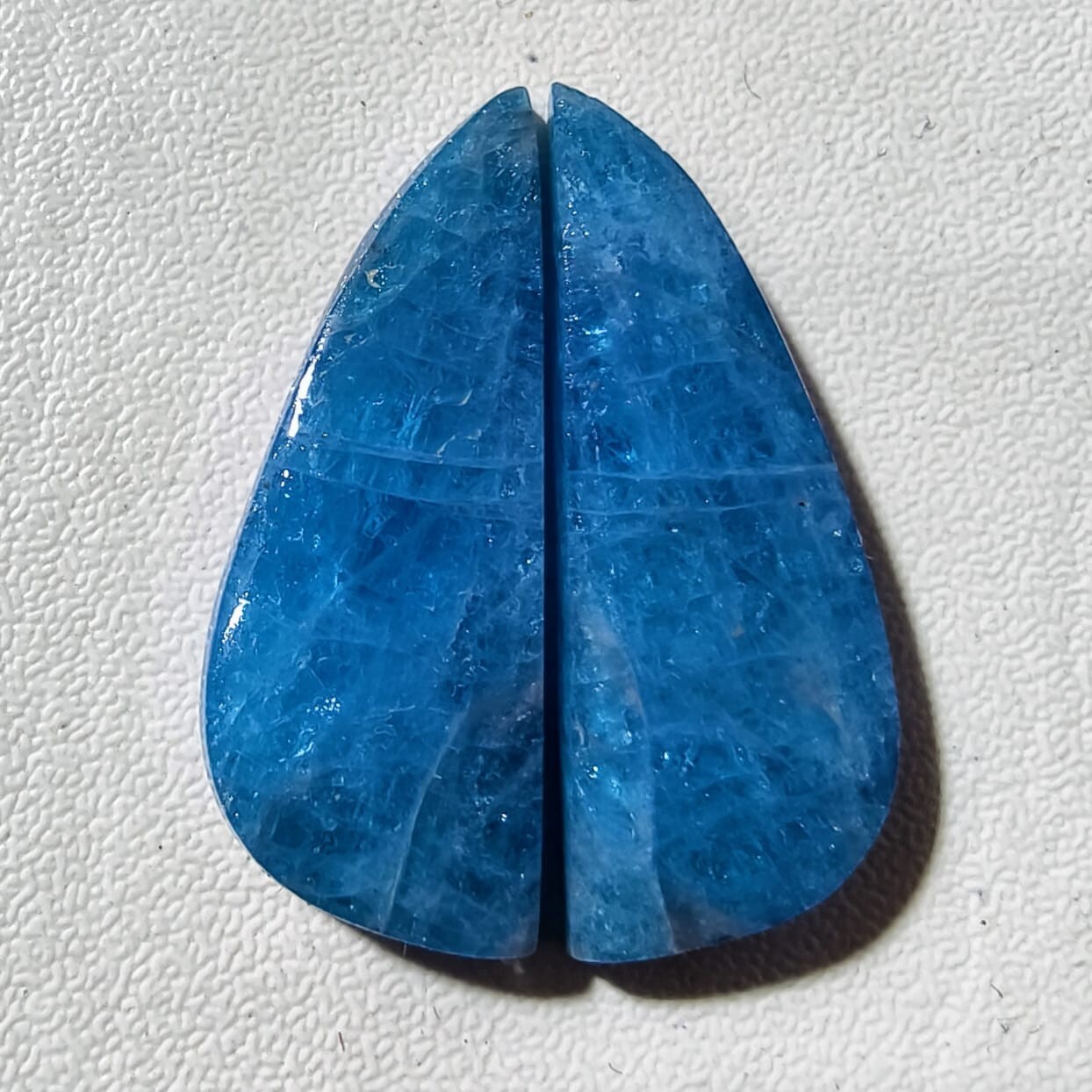 26.80 Cts Natural Blue Apatite Match Pair Cabochon Gemstone 28 X 10.6 MM 4