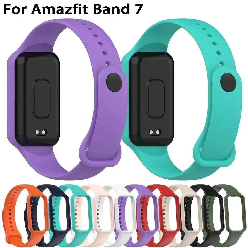 Silicone Strap for Amazfit Band 7 Replacement Bands Soft Adjustable Wristbands