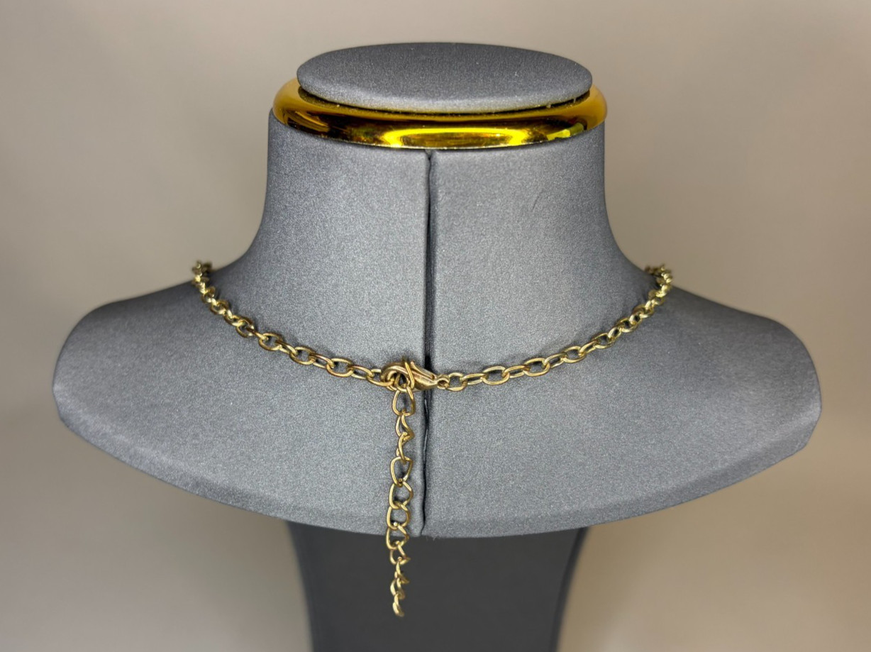 Gold Tone Yellow Faceted Oval Stone Bib Statement Collar Necklace Extender Chain