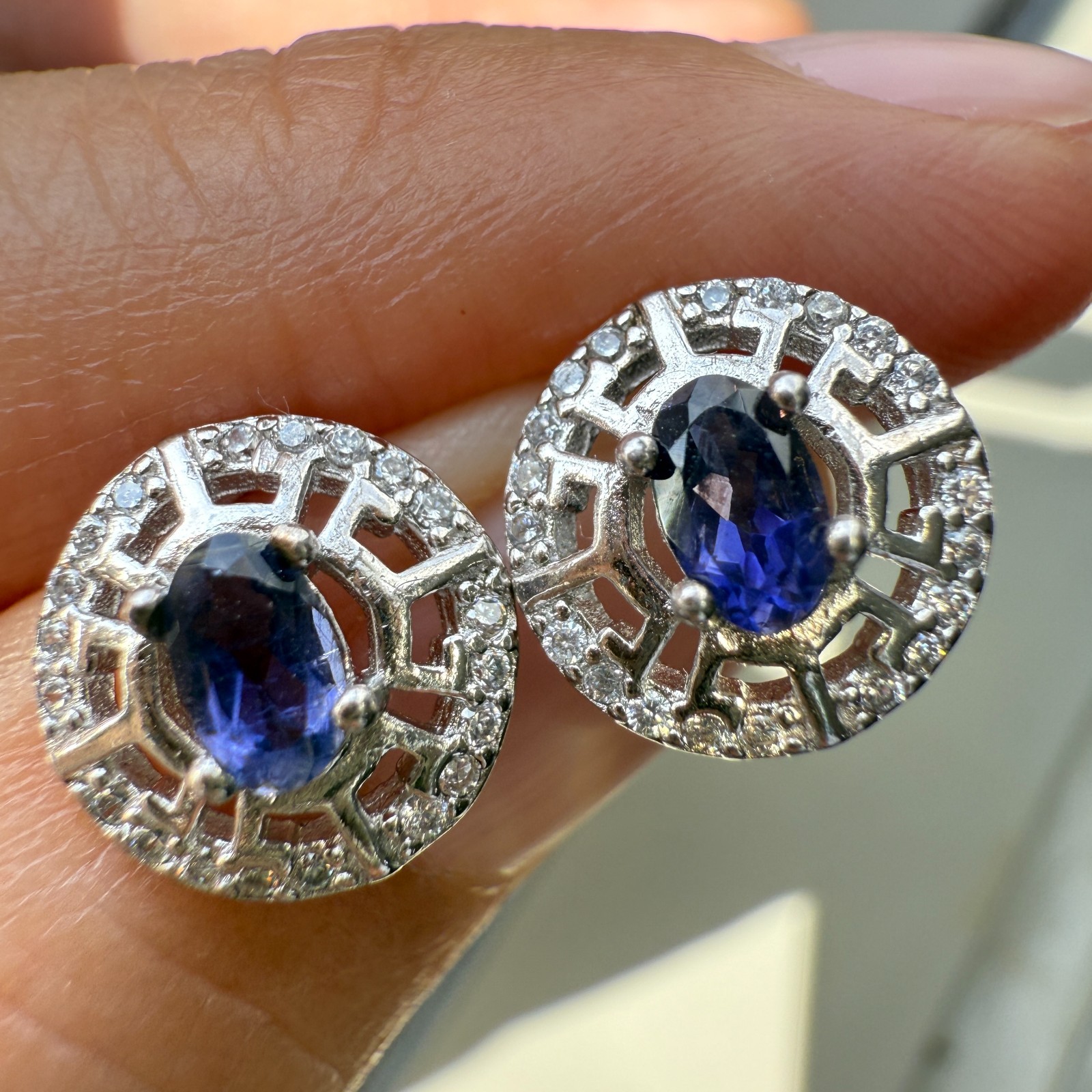 925 Sterling Silver Earrings 5x3mm Natural London Blue Topaz Gemstone Zircon New