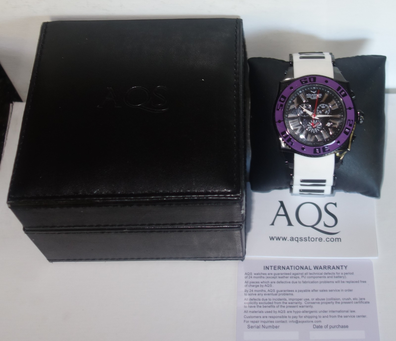 AQUASWISS Chronograph Swiss Quartz Large 50 MM Watch Stainless Steel PURPLE NEW