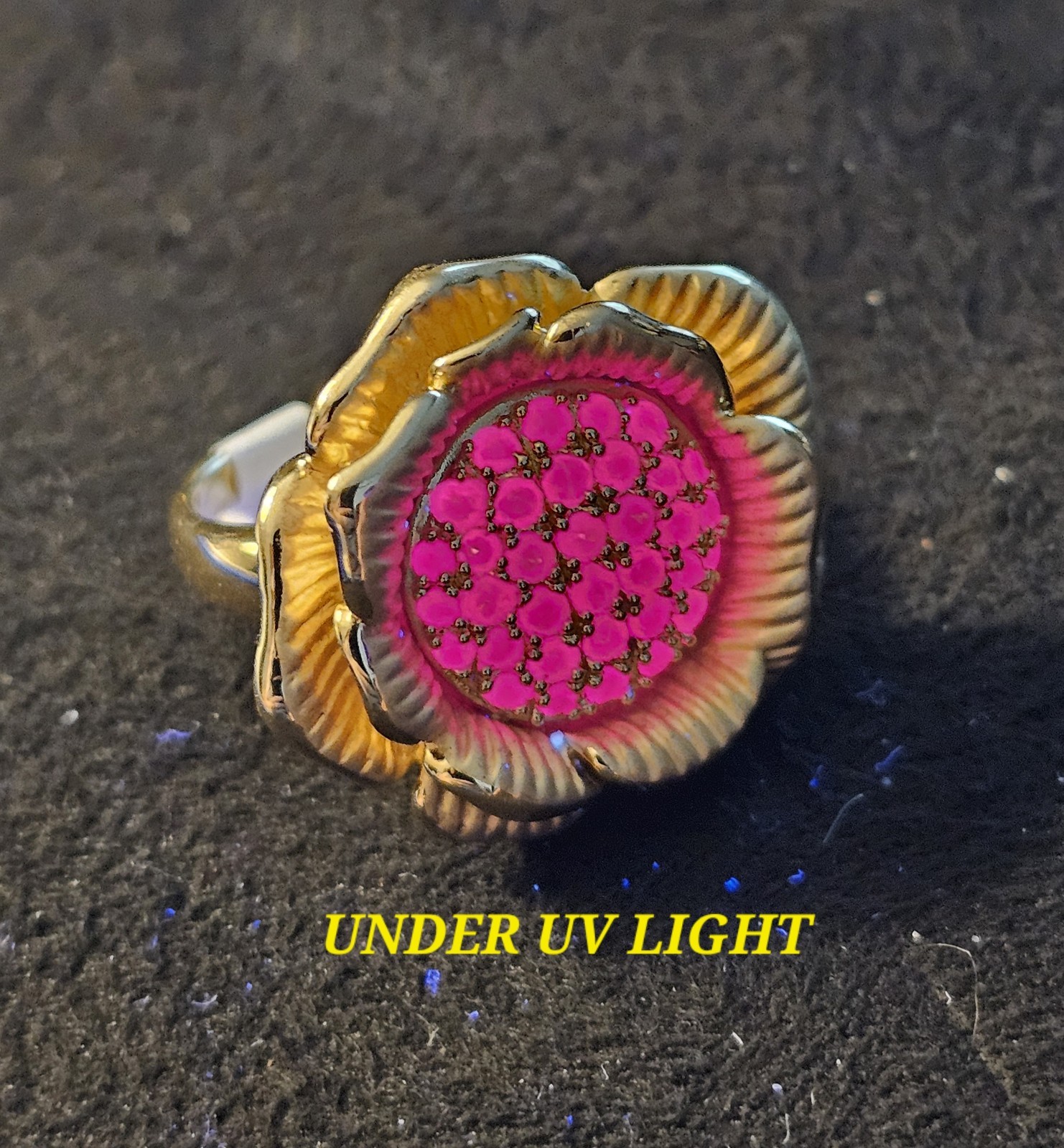 925 Sterling Silver Gold Vermeil Ruby Flower Statement Ring Size 9 Tested 12.75g