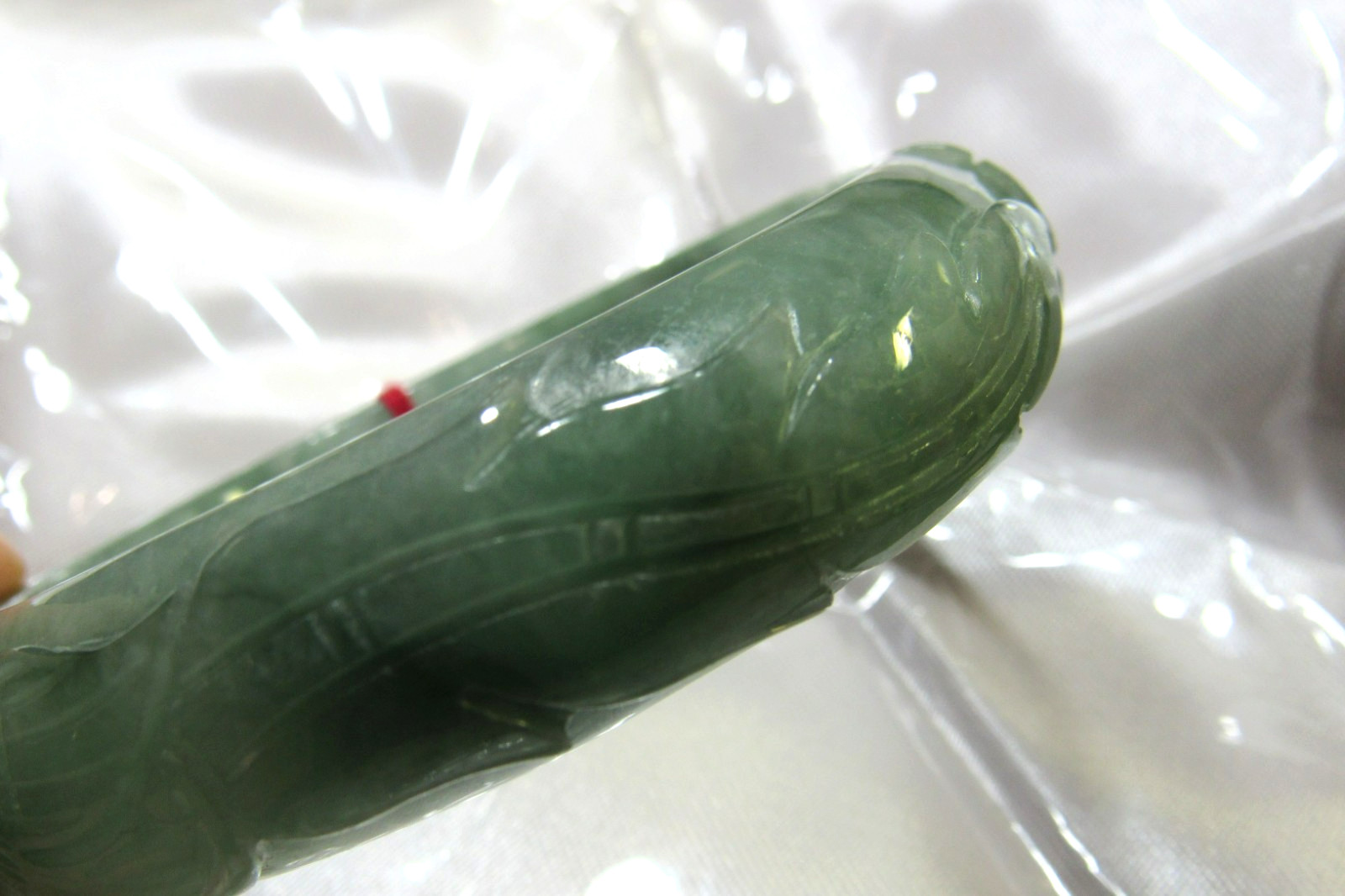 61mm NATURAL Green Jade Carved Dragon Phoenix Shou Bangle Bracelet 2-6.5/16″