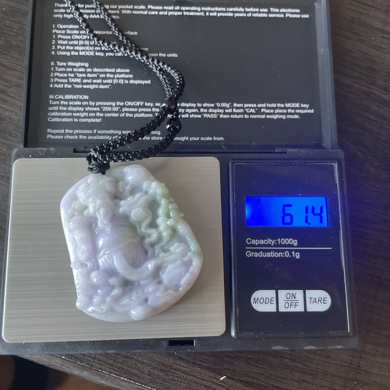 Jade Carving Lavender And Green Grade A all Natural 100% Jade
