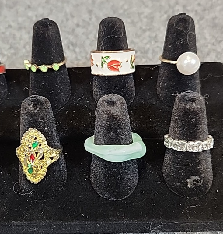Jewelry 12 Asian Theme Rings Adjusts Sized Gold Silver Tones See Description#257