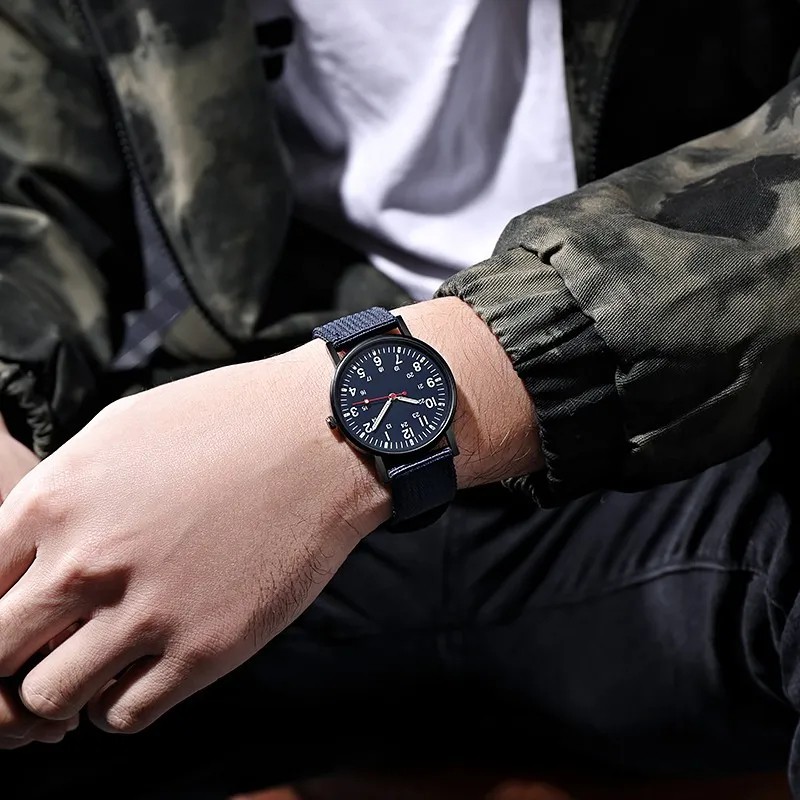 Men’s Military Army Luminous 24 Hours Dial Nylon Strap Date Quartz Wrist Watch